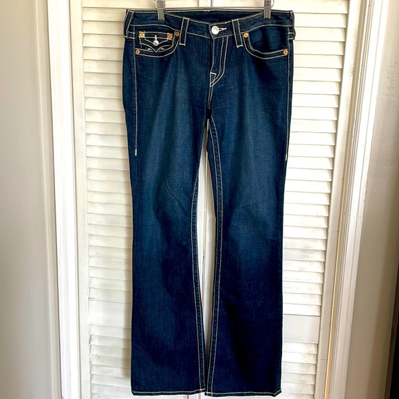 TRUE RELIGION Dark Blue w/White Stitching and Horseshoe Pockets, Size 30 - Picture 3 of 7